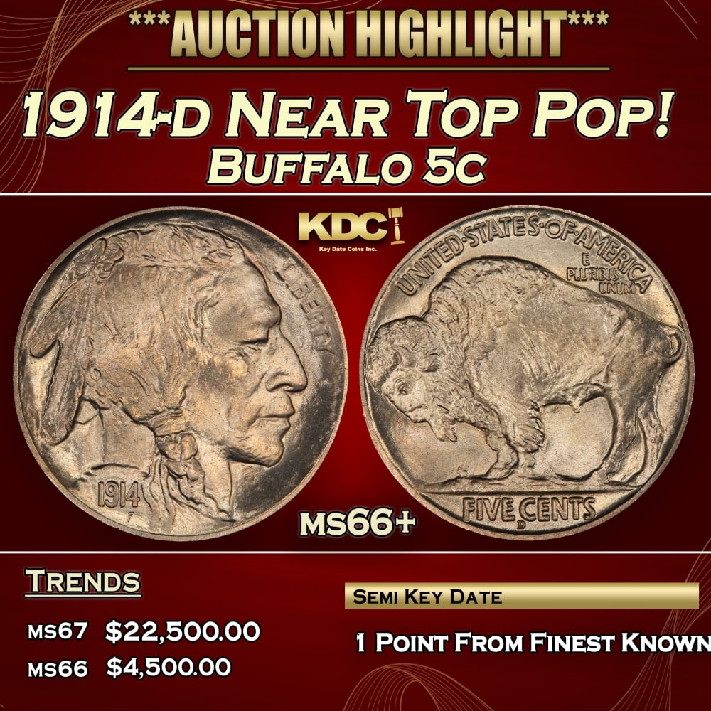 1914-d Buffalo Nickel Near Top Pop! 5c ms66+ SEGS: 1914-d Near Top Pop! Buffalo Nickel 5c ms66+ SEGS. 0