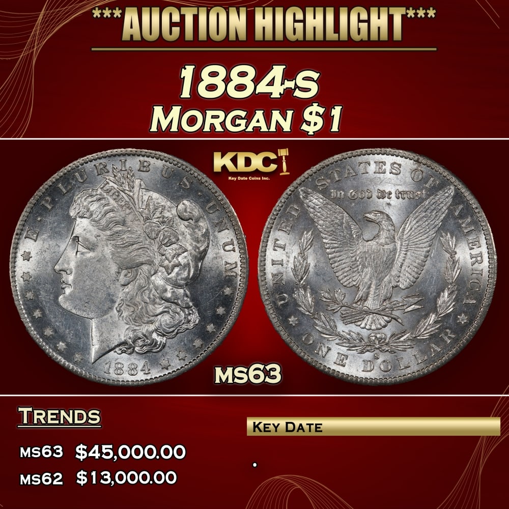 1884-s Morgan Dollar $1 ms63 USCG: 1884-s Morgan Dollar $1 ms63 USCG. 0