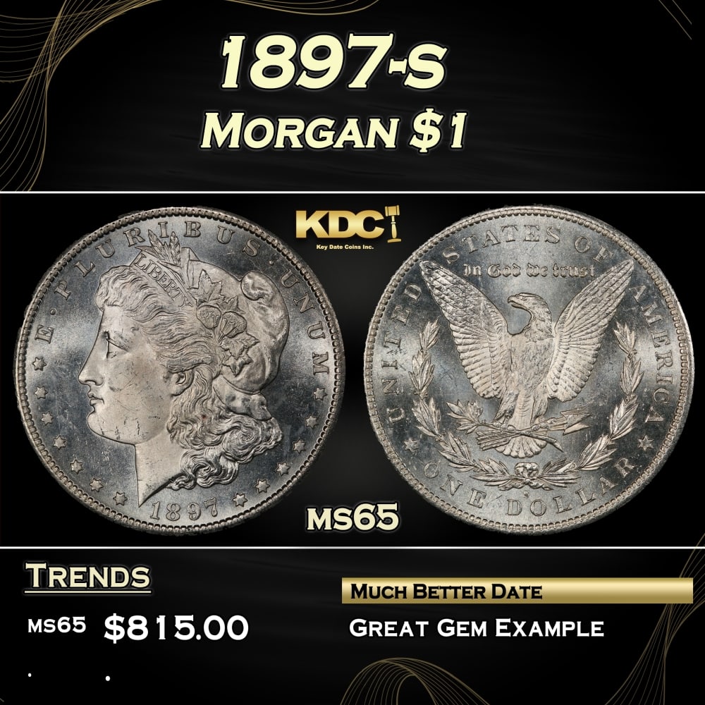 1897-s Morgan Dollar $1 Grades ms65 (1 of 3)