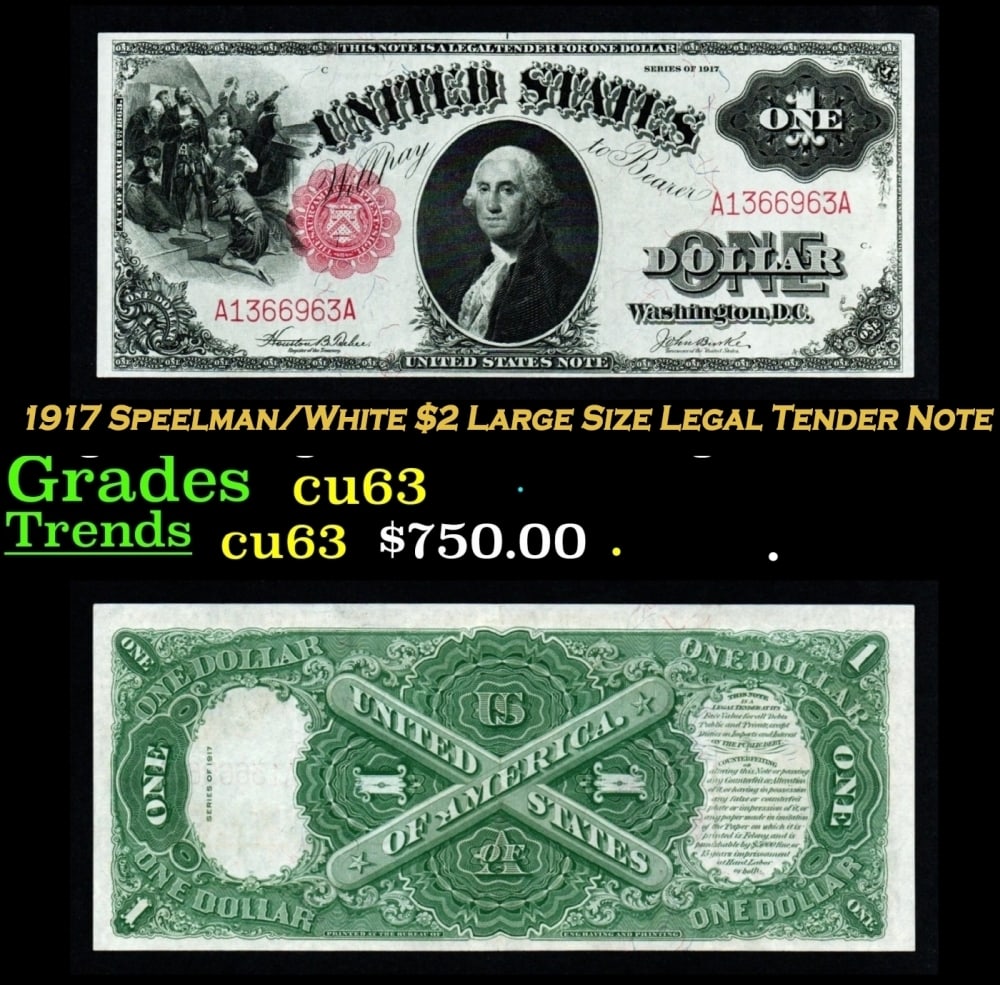1917 Teehee/Burke $1 Large Size Legal Tender Note Grades Select CU: 1917 Teehee/Burke $1 Large Size Legal Tender Note Grades Select CU.