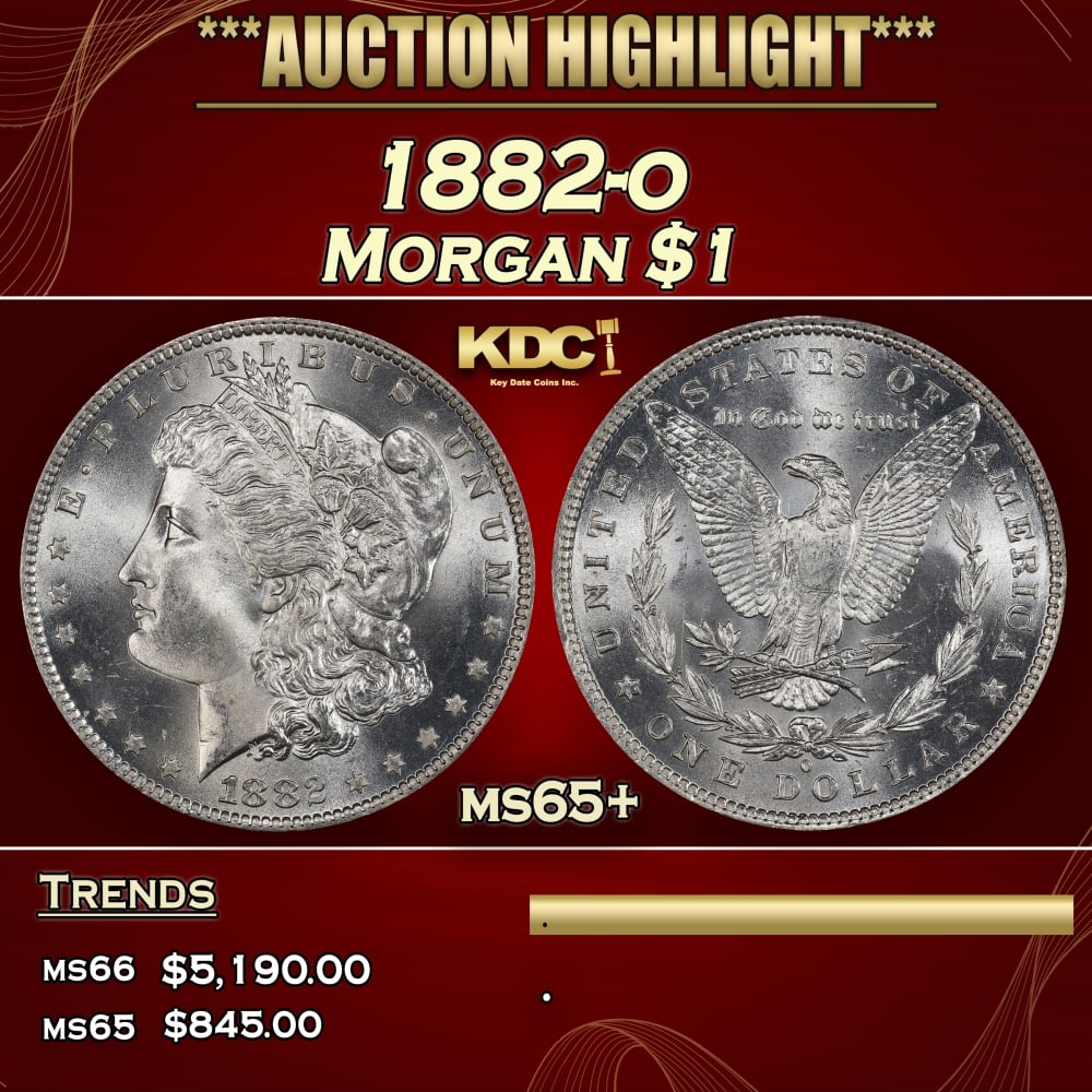 1882-o Morgan Dollar $1 ms65+ SEGS: 1882-o Morgan Dollar $1 ms65+ SEGS. 0