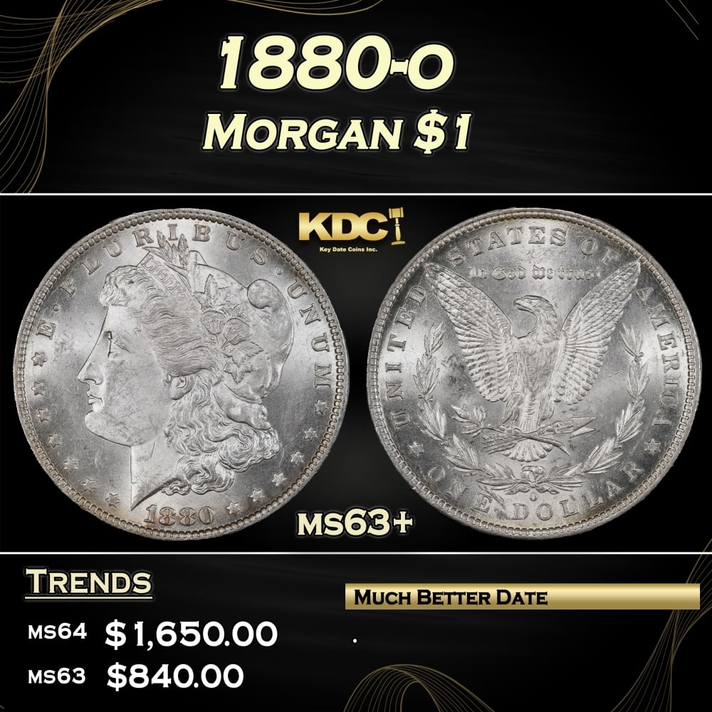 1880-o Morgan Dollar $1 ms63+ SEGS: 1880-o Morgan Dollar $1 ms63+ SEGS. 0
