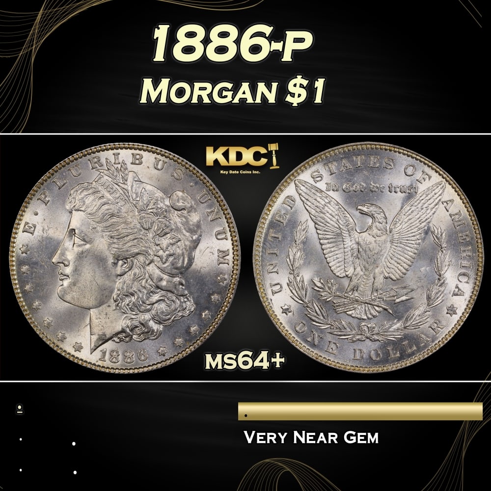 1886-p Morgan Dollar $1 Grades ms64+ (1 of 3)