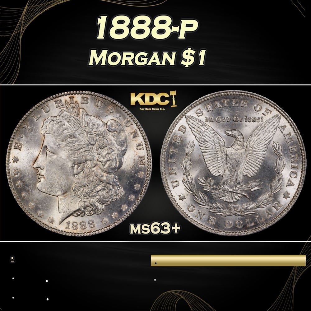1888-p Morgan Dollar $1 Grades ms63+ (1 of 3)