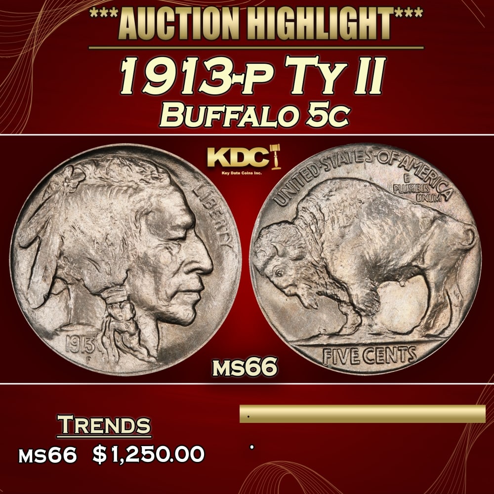 1913-p Ty II Buffalo Nickel 5c ms66 SEGS: 1913-p Ty II Buffalo Nickel 5c ms66 SEGS. 0