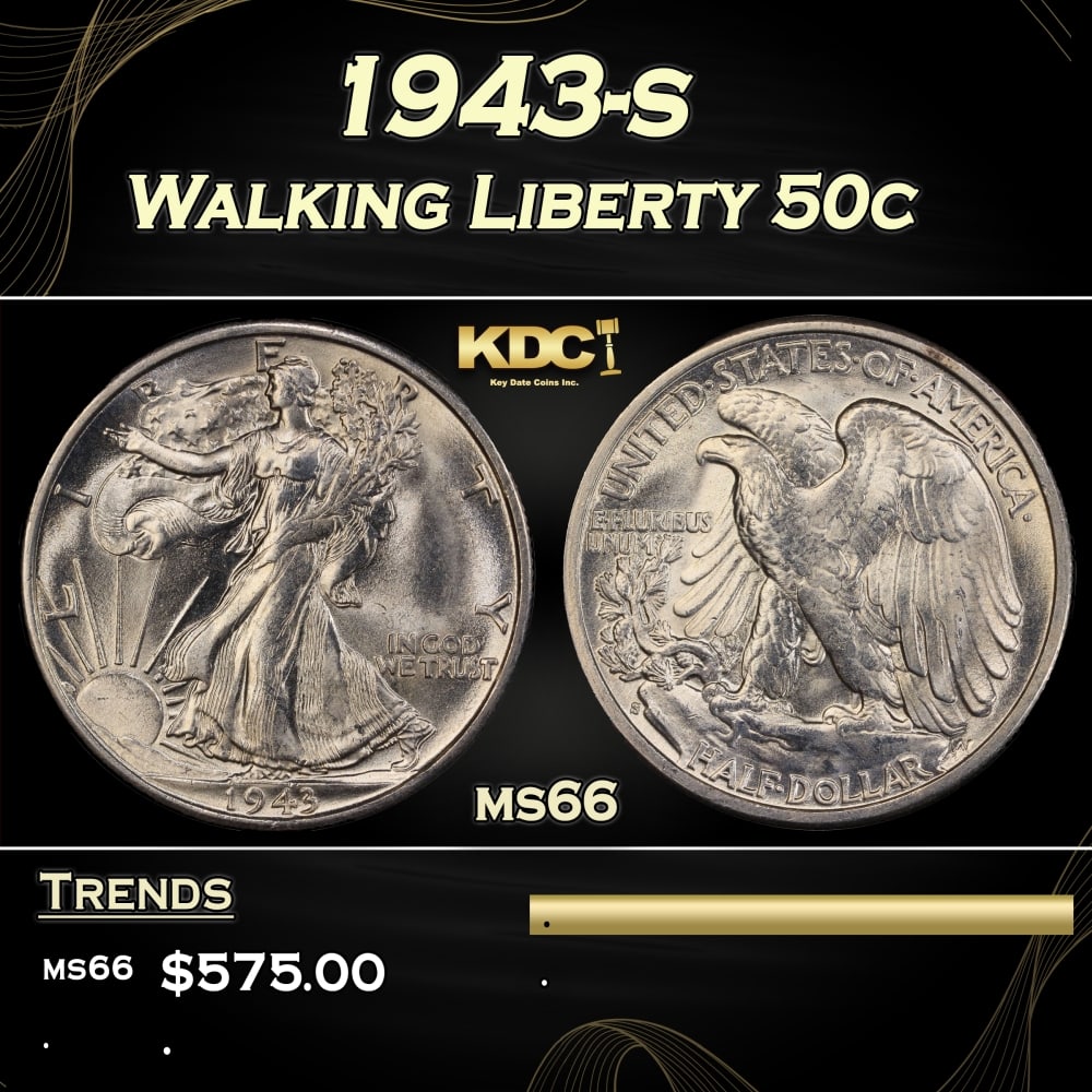 1943-s Walking Liberty Half Dollar 50c Grades ms66: 1943-s Walking Liberty Half Dollar 50c Grades ms66. 0