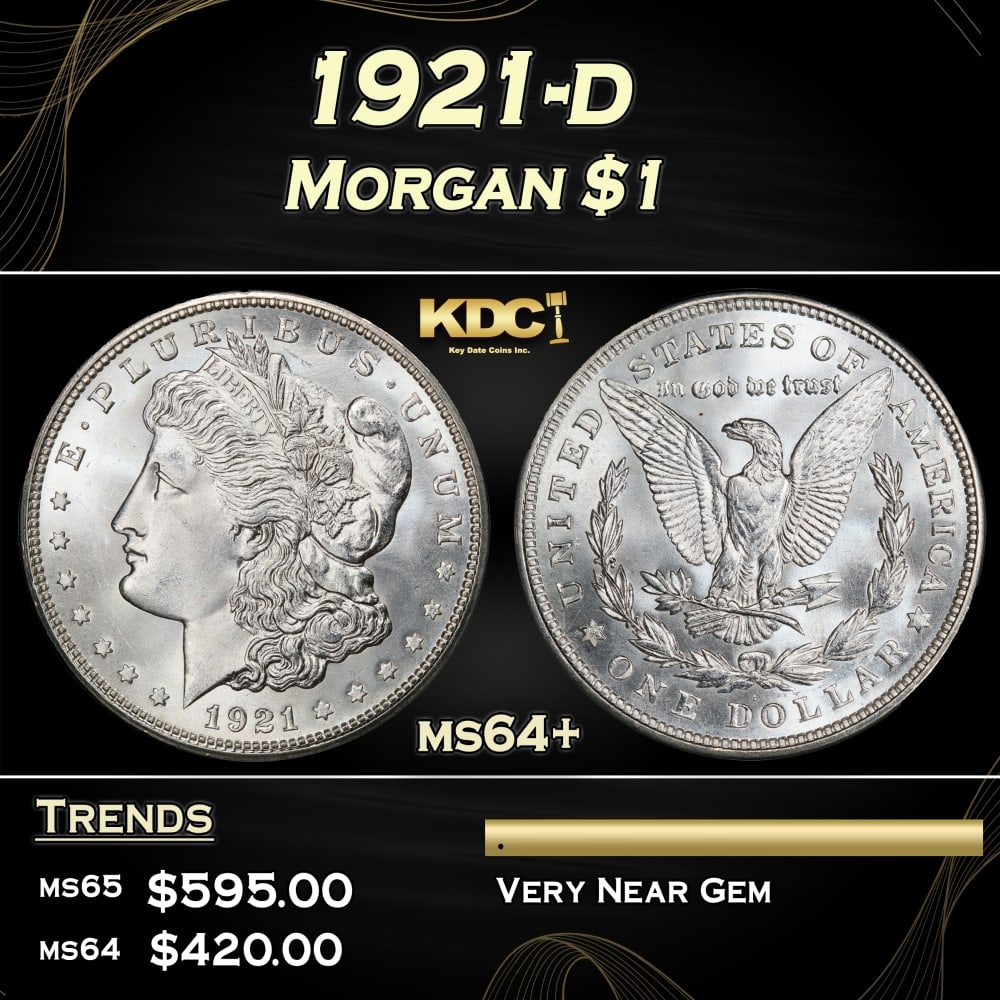 1921-d Morgan Dollar $1 Grades ms64+ (1 of 3)