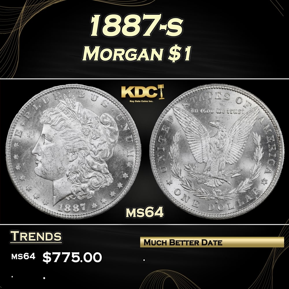 1887-s Morgan Dollar $1 ms64 SEGS: 1887-s Morgan Dollar $1 ms64 SEGS. 0