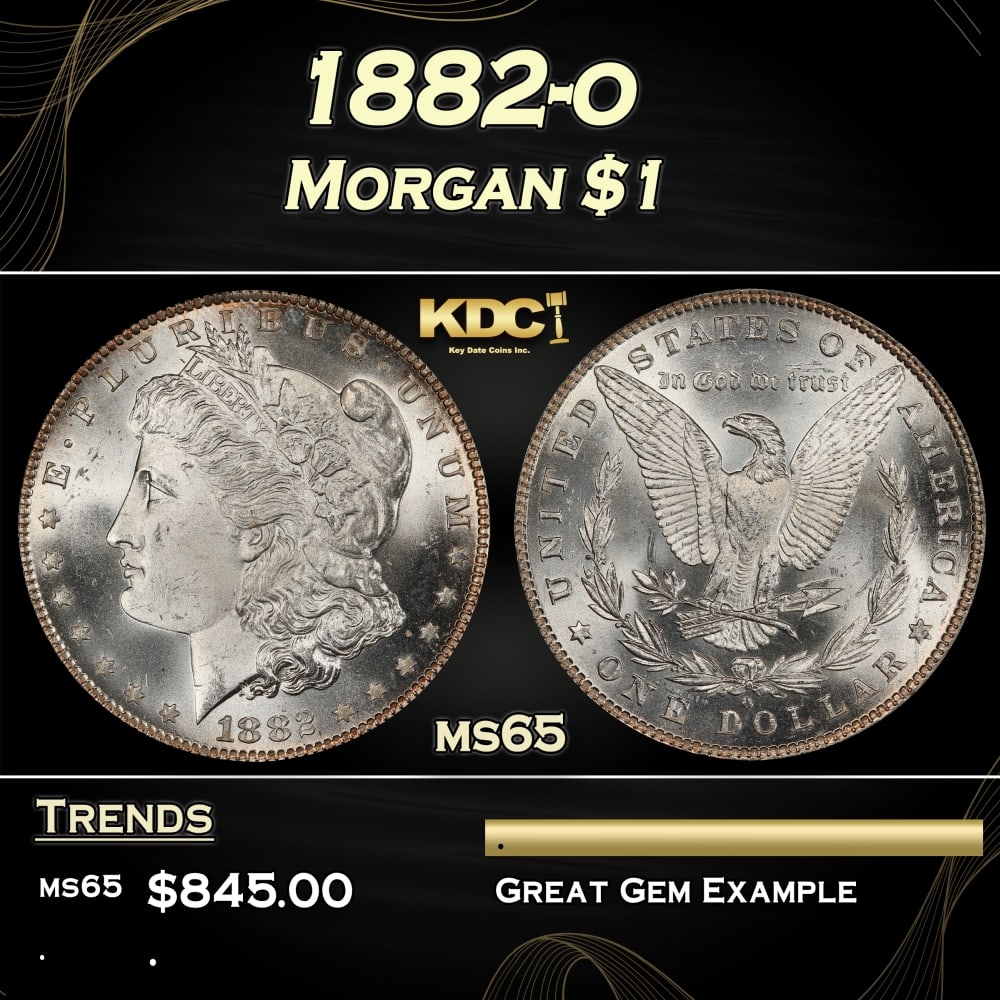 1882-o Morgan Dollar $1 Grades ms65: 1882-o Morgan Dollar $1 Grades ms65. 0