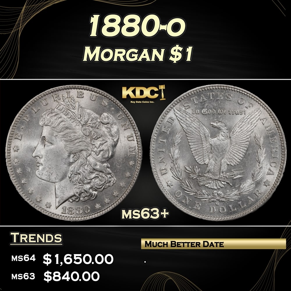 1880-o Morgan Dollar $1 ms63+ SEGS: 1880-o Morgan Dollar $1 ms63+ SEGS. 0