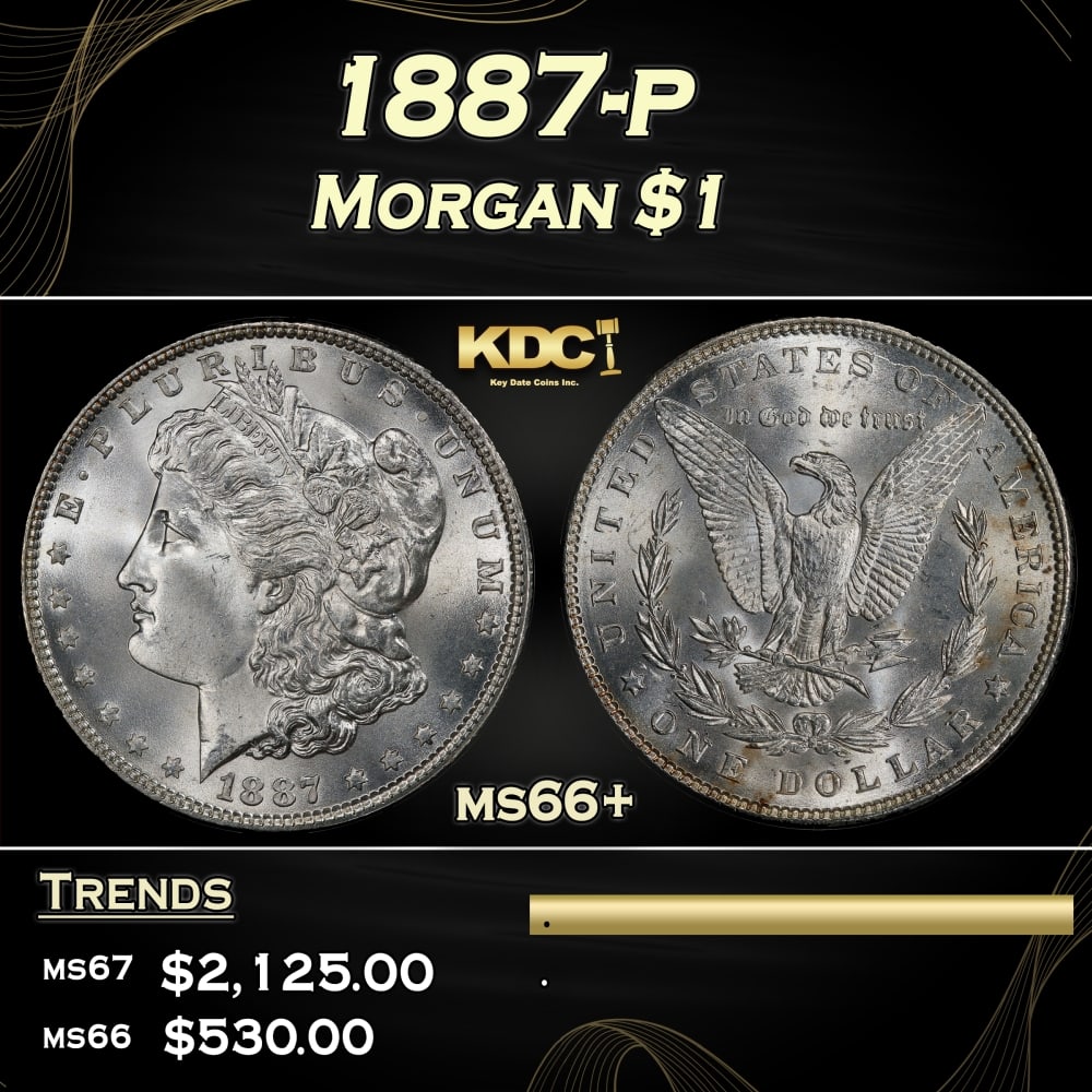 1887-p Morgan Dollar $1 ms66+ SEGS: 1887-p Morgan Dollar $1 ms66+ SEGS. 0