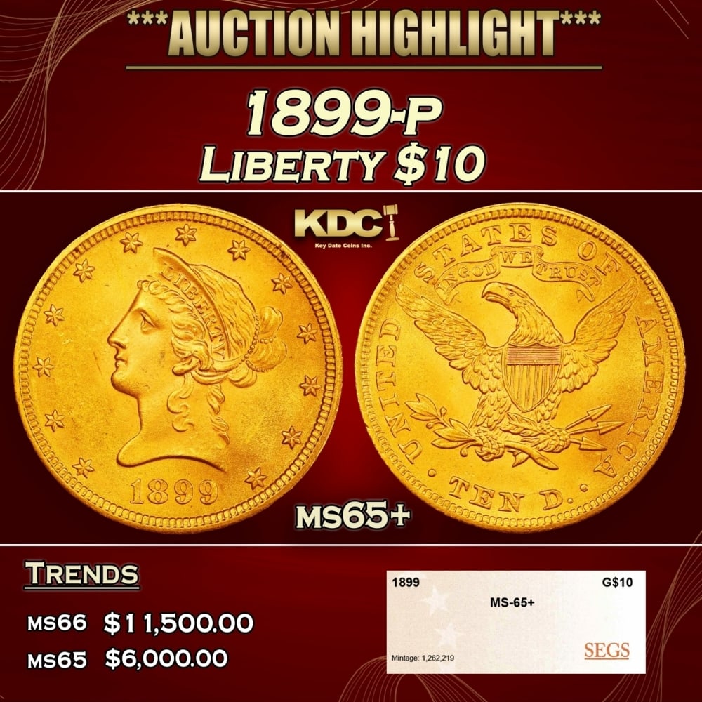 1899-p Gold Liberty Eagle $10 ms65+ SEGS (1 of 4)
