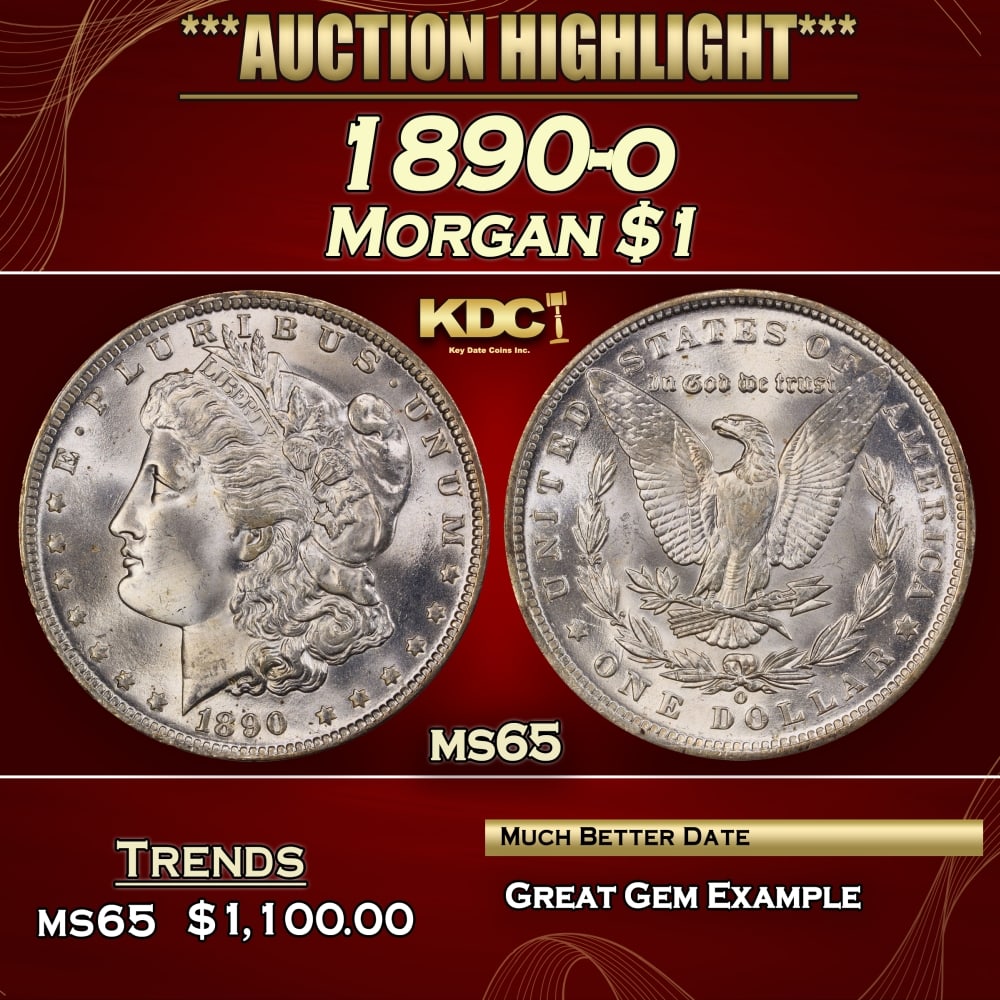 1890-o Morgan Dollar $1 ms65 SEGS: 1890-o Morgan Dollar $1 ms65 SEGS. 0