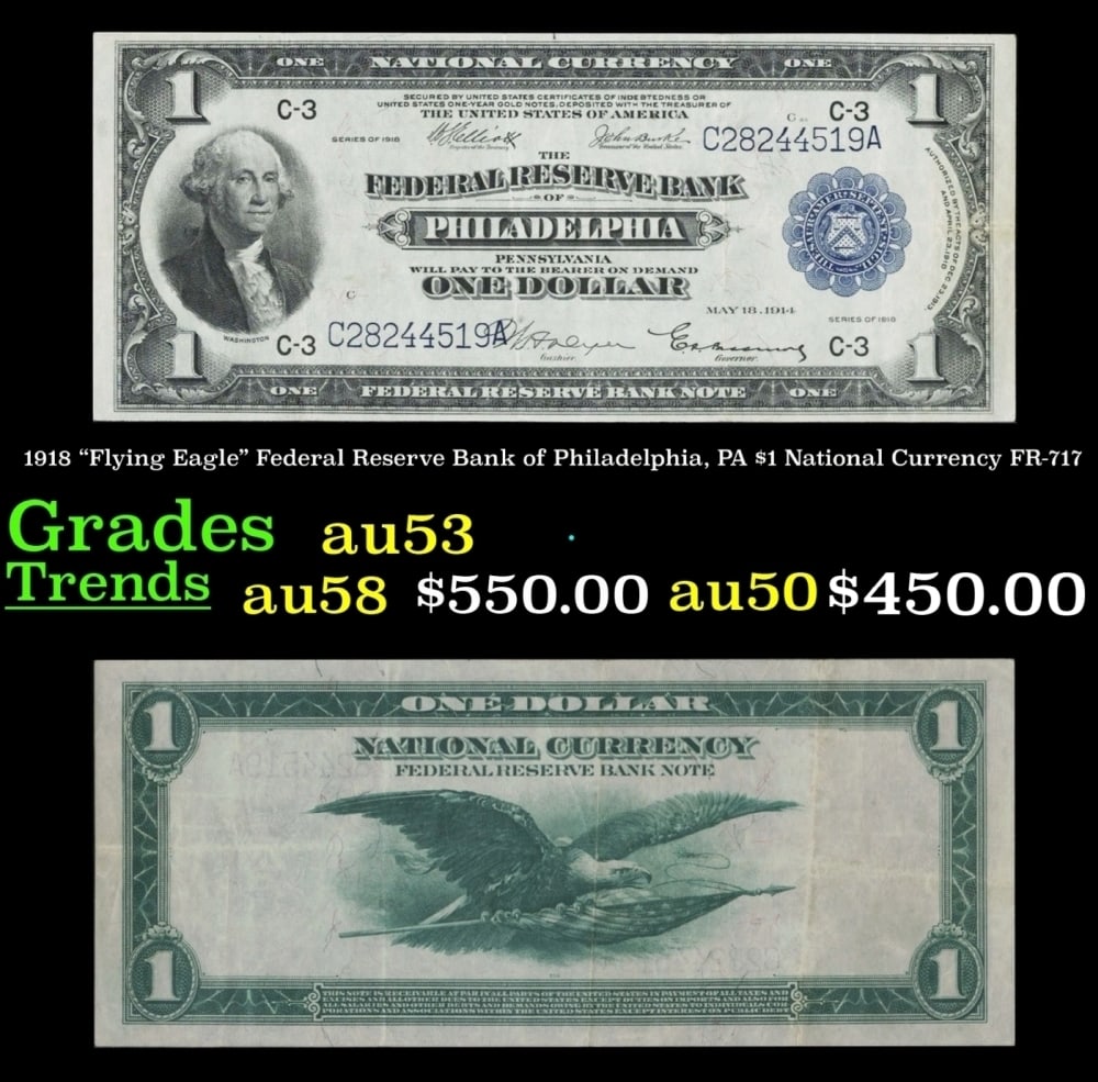 1918 FR-717 $1 National Currency Grades Select AU: 1918 FR-717 $1 National Currency Grades Select AU.