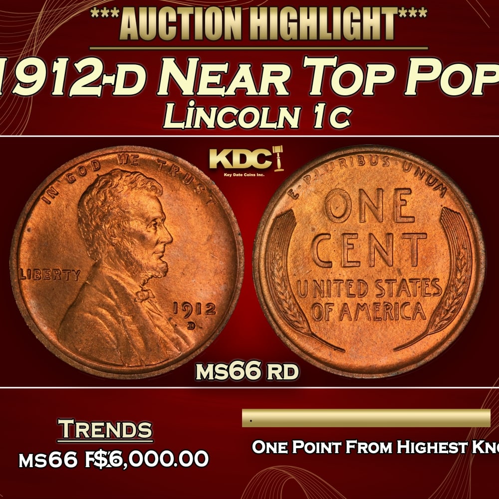 1912-d Lincoln Cent Near Top Pop! 1c ms66 rd SEGS (1 of 4)
