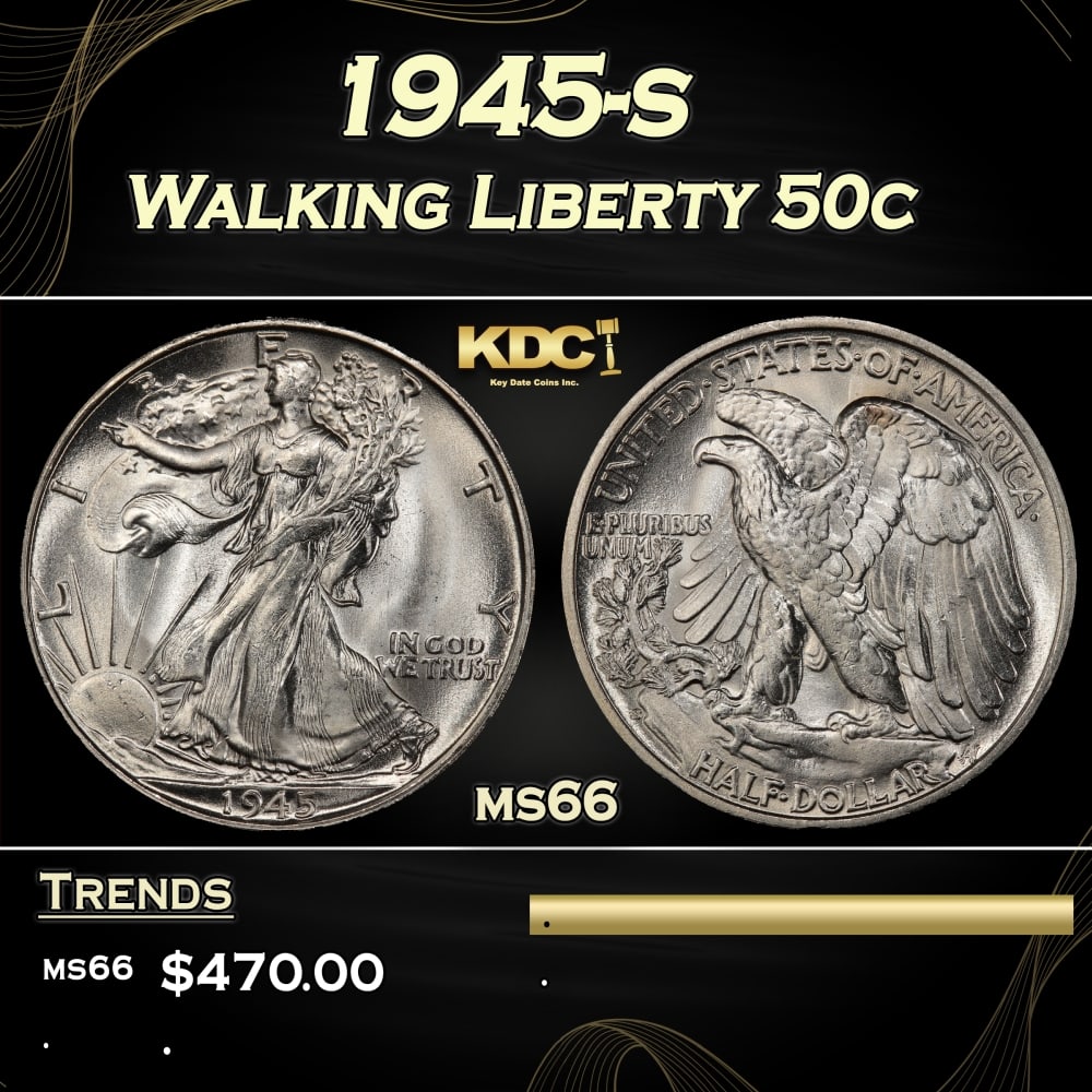 1945-s Walking Liberty Half Dollar 50c Grades ms66: 1945-s Walking Liberty Half Dollar 50c Grades ms66. 0