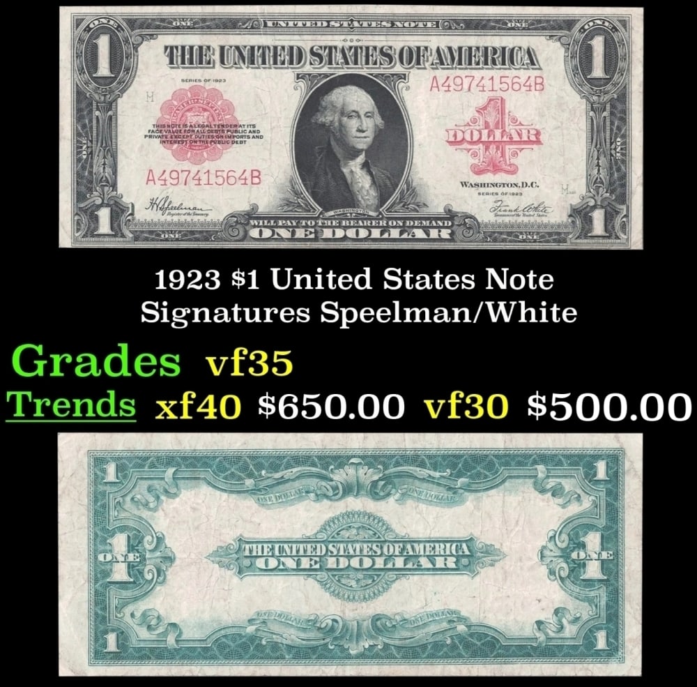 1923 Speelman/White $1 United States Note Grades vf++: 1923 Speelman/White $1 United States Note Grades vf++.