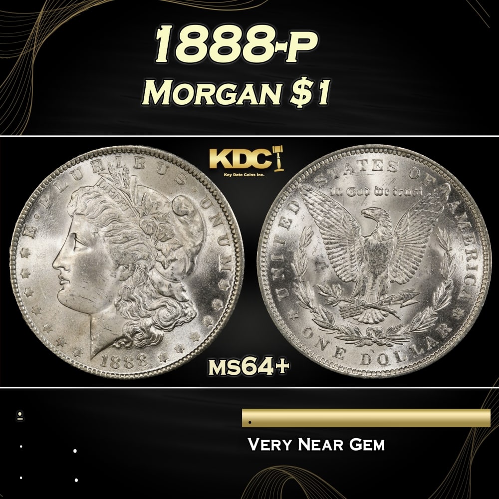 1888-p Morgan Dollar $1 Grades ms64+ (1 of 3)