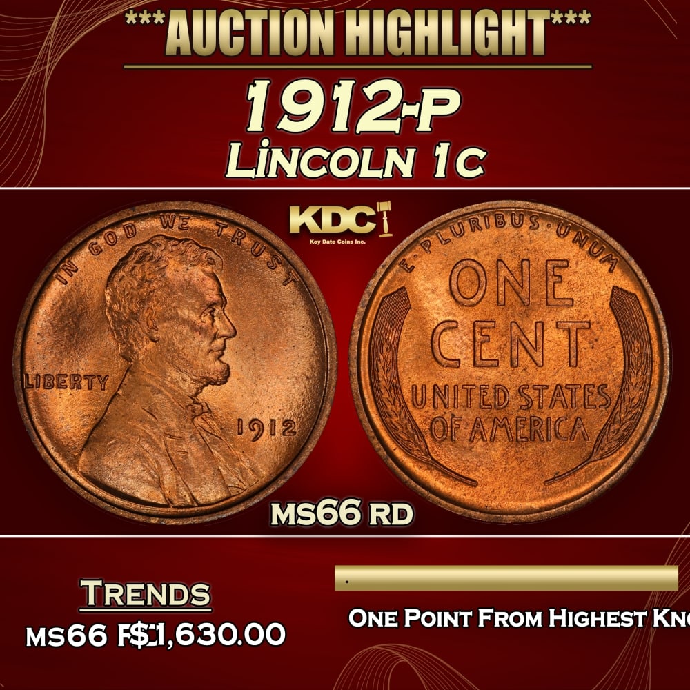 1912-p Lincoln Cent 1c ms66 rd SEGS: 1912-p Lincoln Cent 1c ms66 rd SEGS. 0