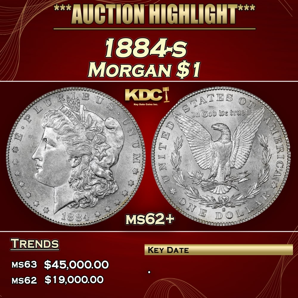 1884-s Morgan Dollar $1 ms62+ USCG: 1884-s Morgan Dollar $1 ms62+ USCG. 0