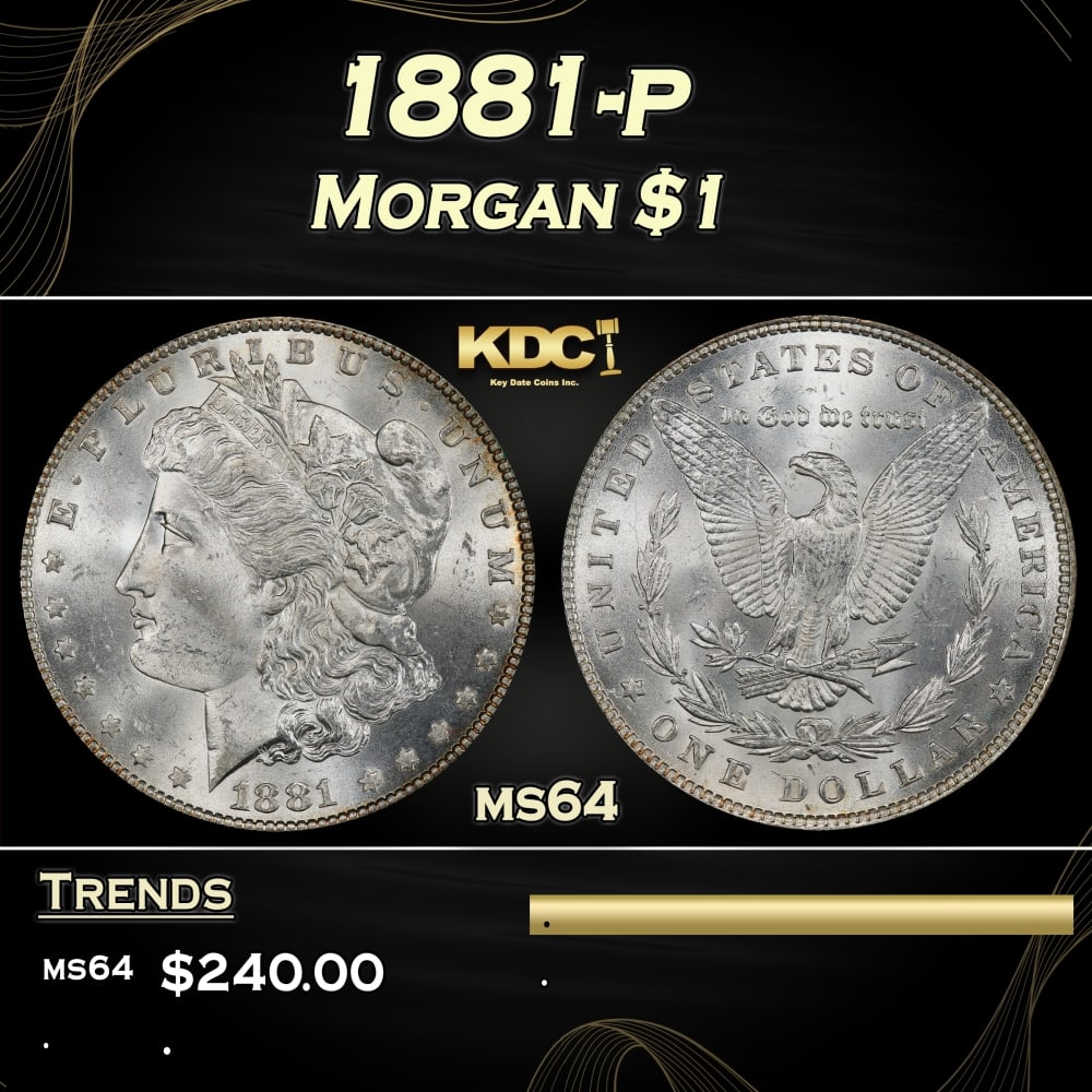 1881-p Morgan Dollar $1 Grades ms64 (1 of 3)