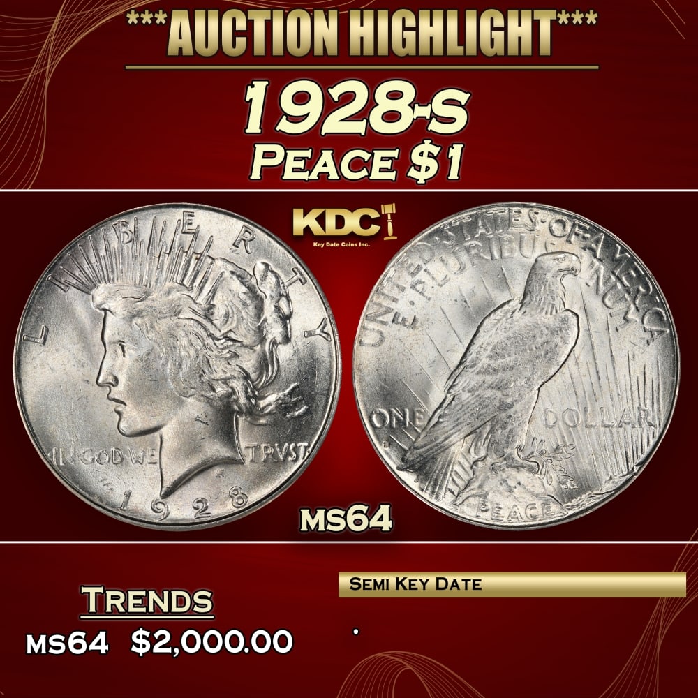 1928-s Peace Dollar $1 ms64 SEGS: 1928-s Peace Dollar $1 ms64 SEGS. 0