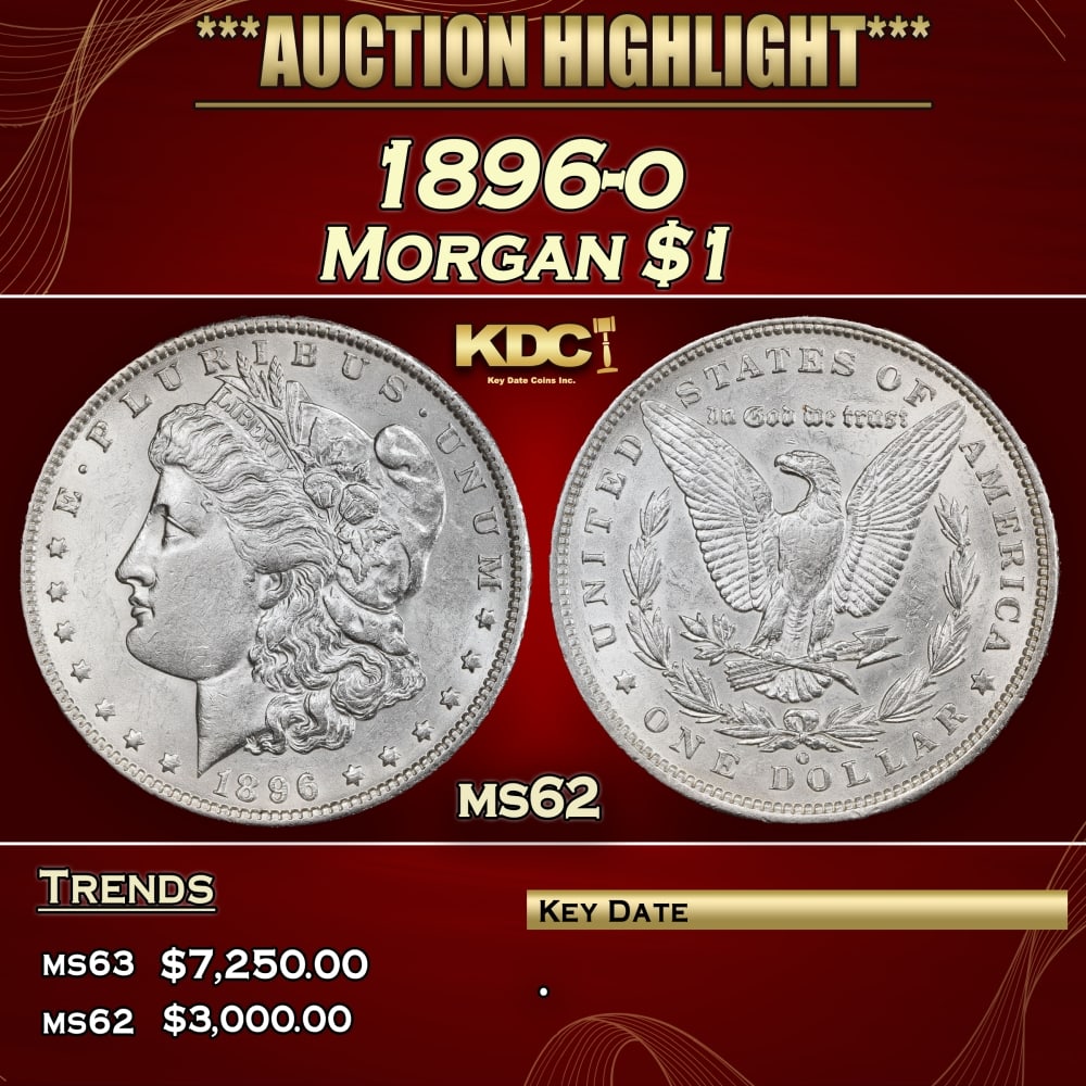 1896-o Morgan Dollar $1 ms62 USCG: 1896-o Morgan Dollar $1 ms62 USCG. 0