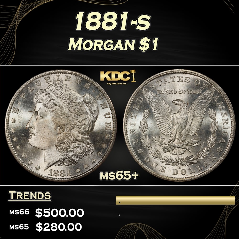 1881-s Morgan Dollar $1 Grades ms65+ (1 of 3)