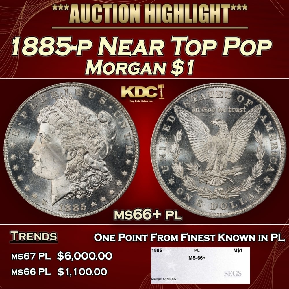1885-p Morgan Dollar Near Top Pop $1 ms66+ pl SEGS: 1885-p Near Top Pop Morgan Dollar $1 ms66+ pl SEGS. 0