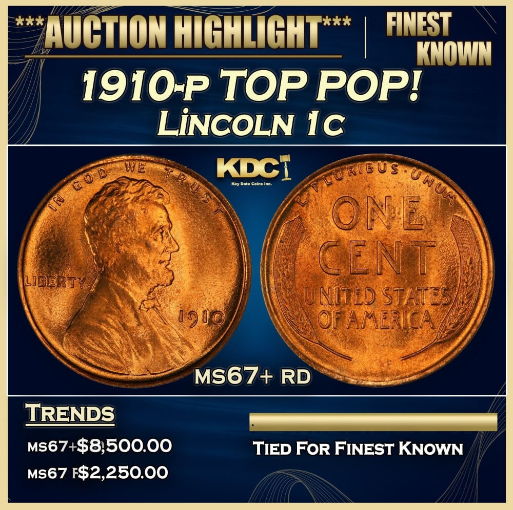 1910-p Lincoln Cent TOP POP! 1c ms67+ rd SEGS: 1910-p TOP POP! Lincoln Cent 1c ms67+ rd SEGS. 0