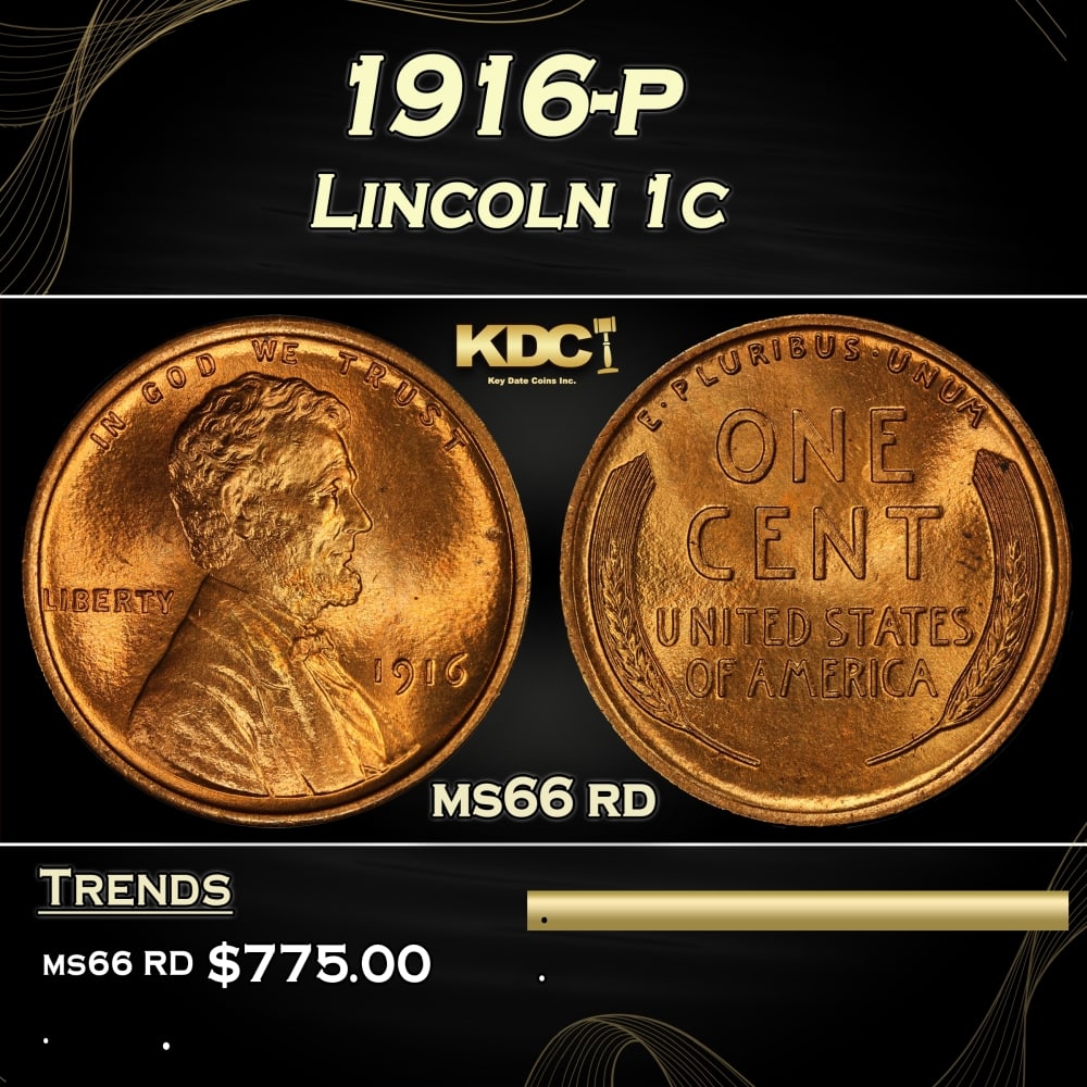 1916-p Lincoln Cent 1c Grades ms66 rd (1 of 3)
