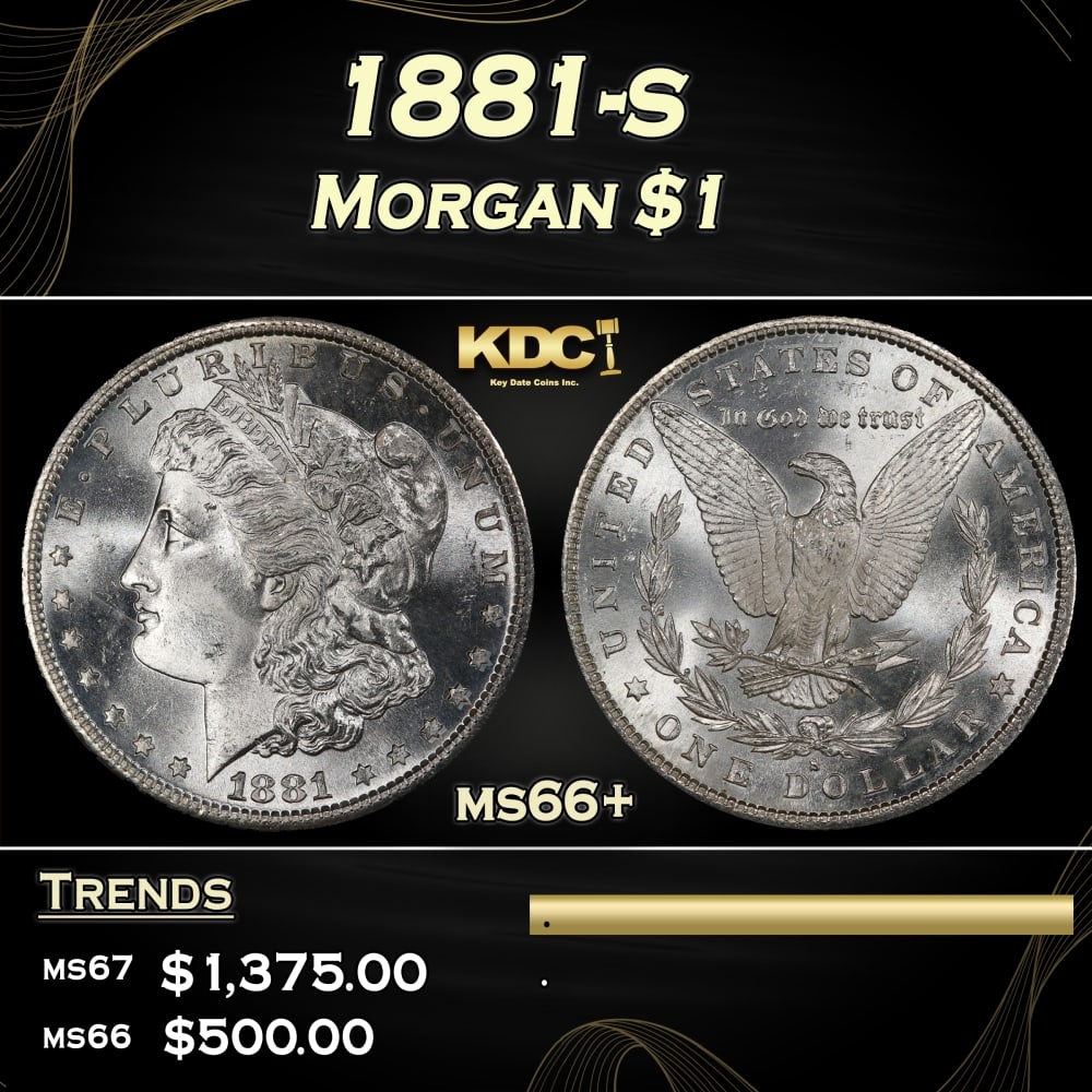 1881-s Morgan Dollar $1 ms66+ SEGS: 1881-s Morgan Dollar $1 ms66+ SEGS. 0