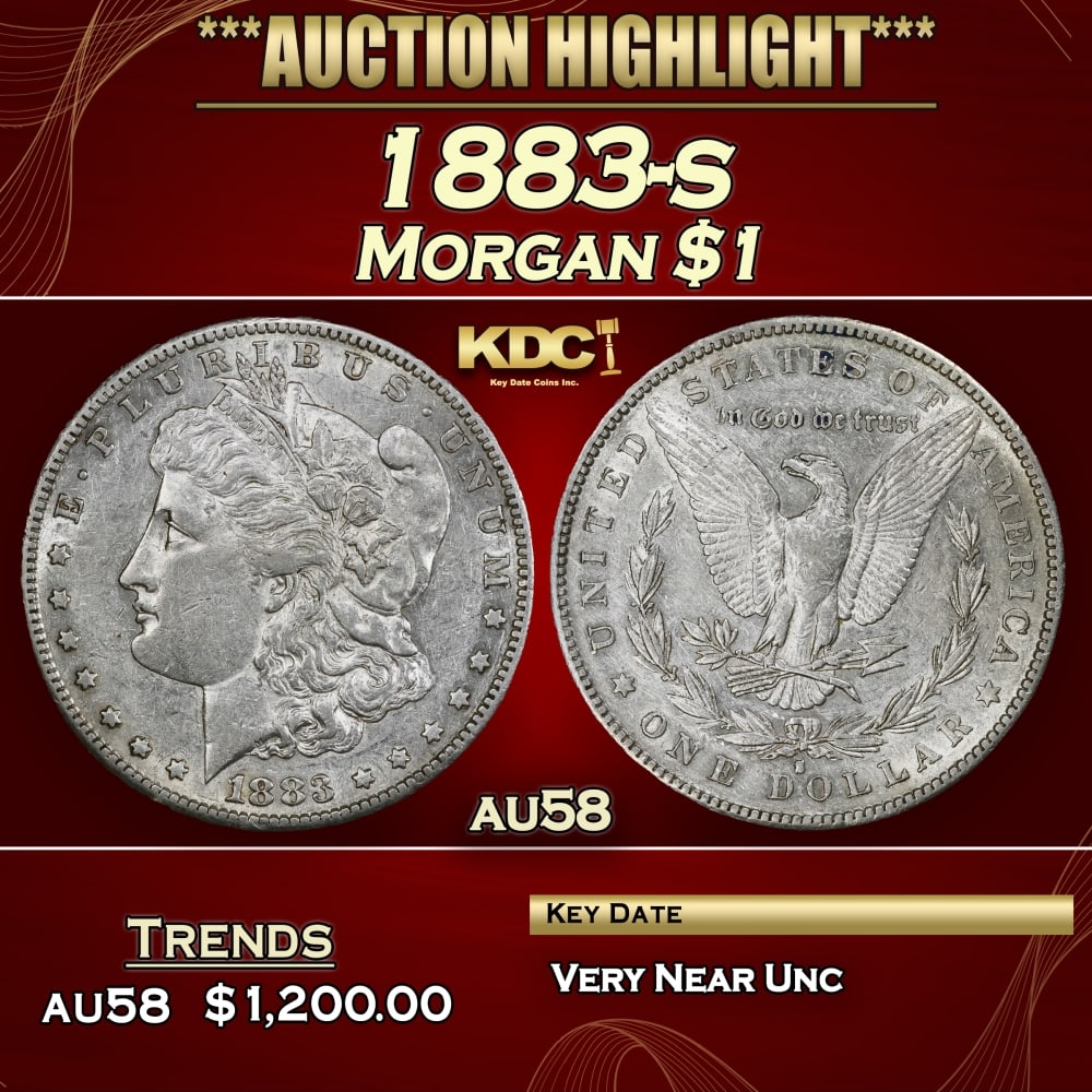 1883-s Morgan Dollar $1 au58 SEGS: 1883-s Morgan Dollar $1 au58 SEGS. 0