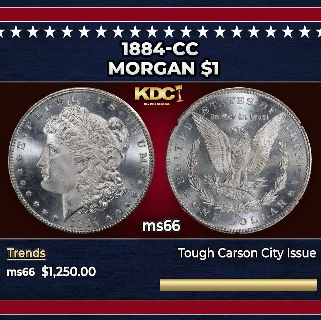 1884-cc Morgan Dollar $1 ms66 SEGS (1 of 3)