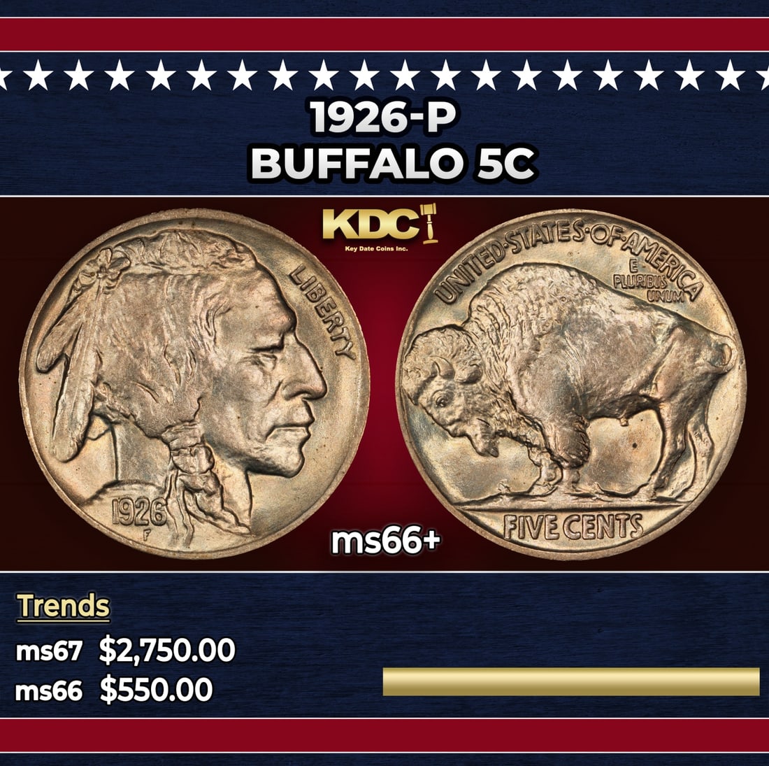 1926-p Buffalo Nickel 5c ms66+ SEGS: 1926-p Buffalo Nickel 5c ms66+ SEGS. Historic precious metal trends is causing increased spot pricing by the day. On auctions with set openings, we are doing our best to have items priced at their mar