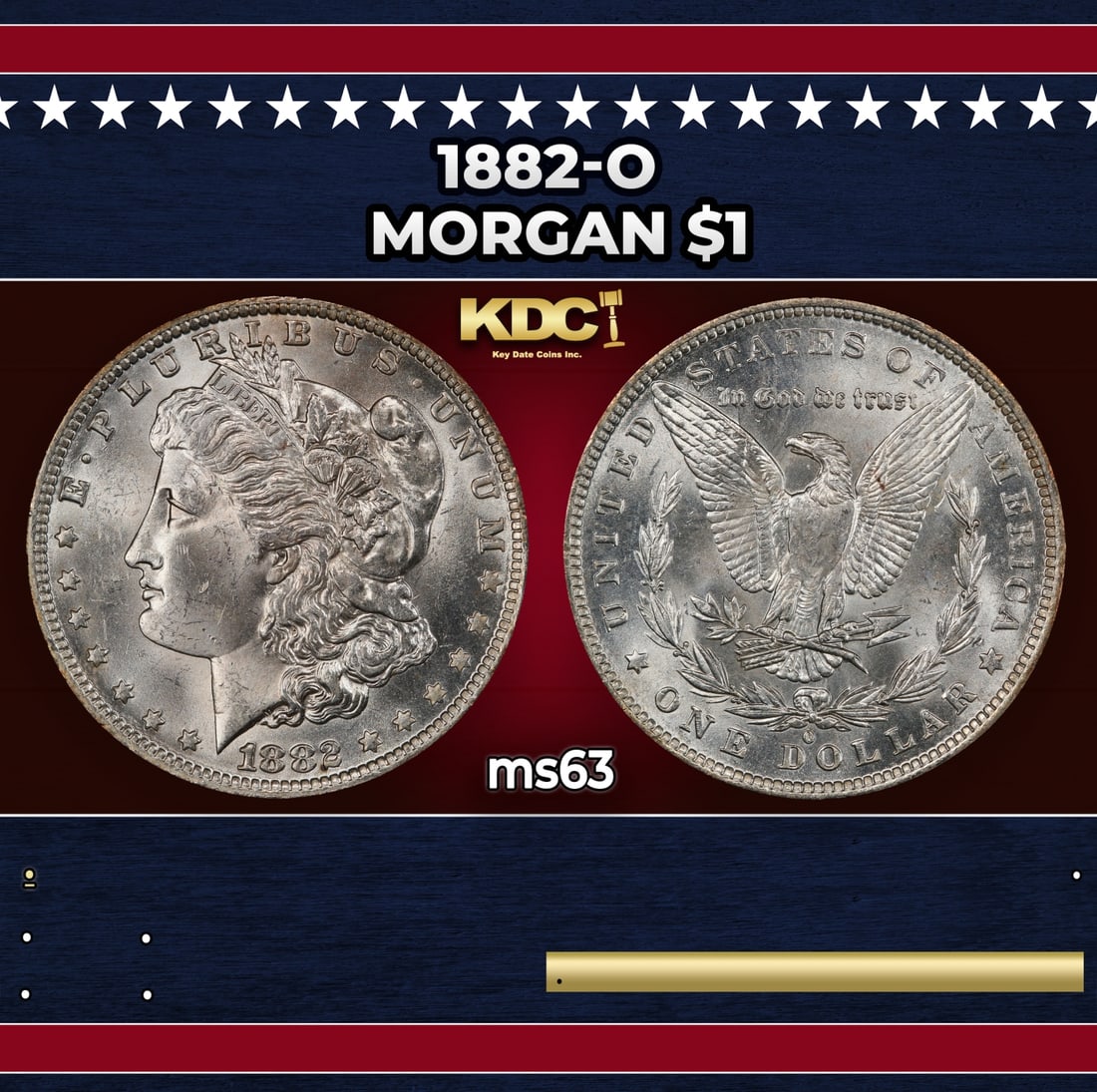 1882-o Morgan Dollar $1 Grades ms63 (1 of 3)