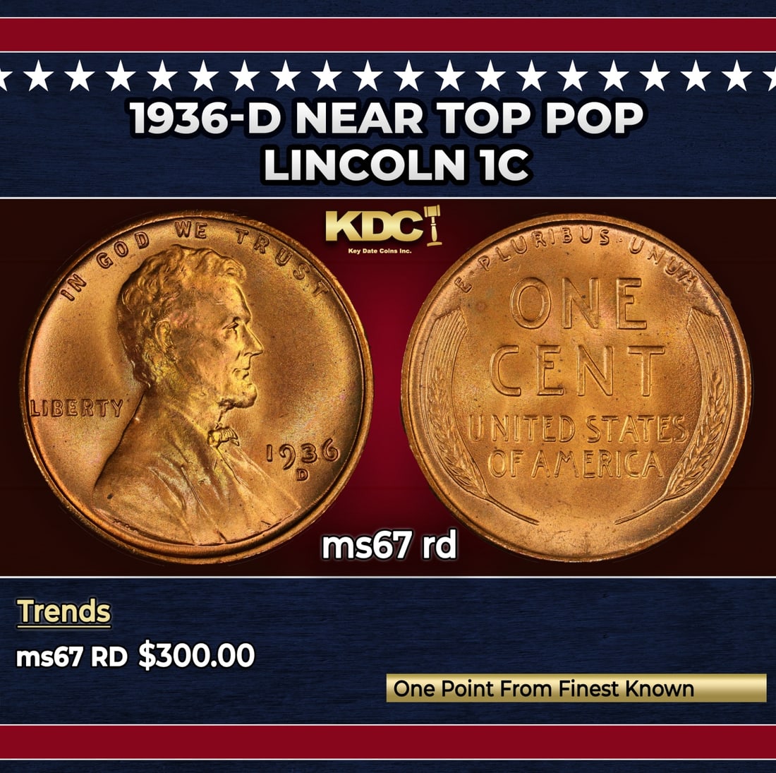 1936-d Lincoln Cent Near Top Pop 1c ms67 rd SEGS: 1936-d Near Top Pop Lincoln Cent 1c ms67 rd SEGS. Historic precious metal trends is causing increased spot pricing by the day. On auctions with set openings, we are doing our best to have items priced