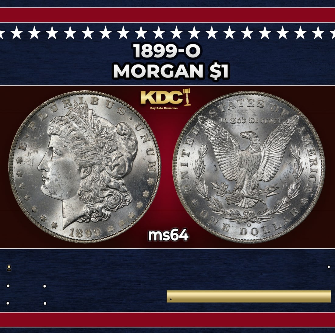 1899-o Morgan Dollar $1 Grades ms64: 1899-o Morgan Dollar $1 Grades ms64. Historic precious metal trends is causing increased spot pricing by the day. On auctions with set openings, we are doing our best to have items priced at their mar