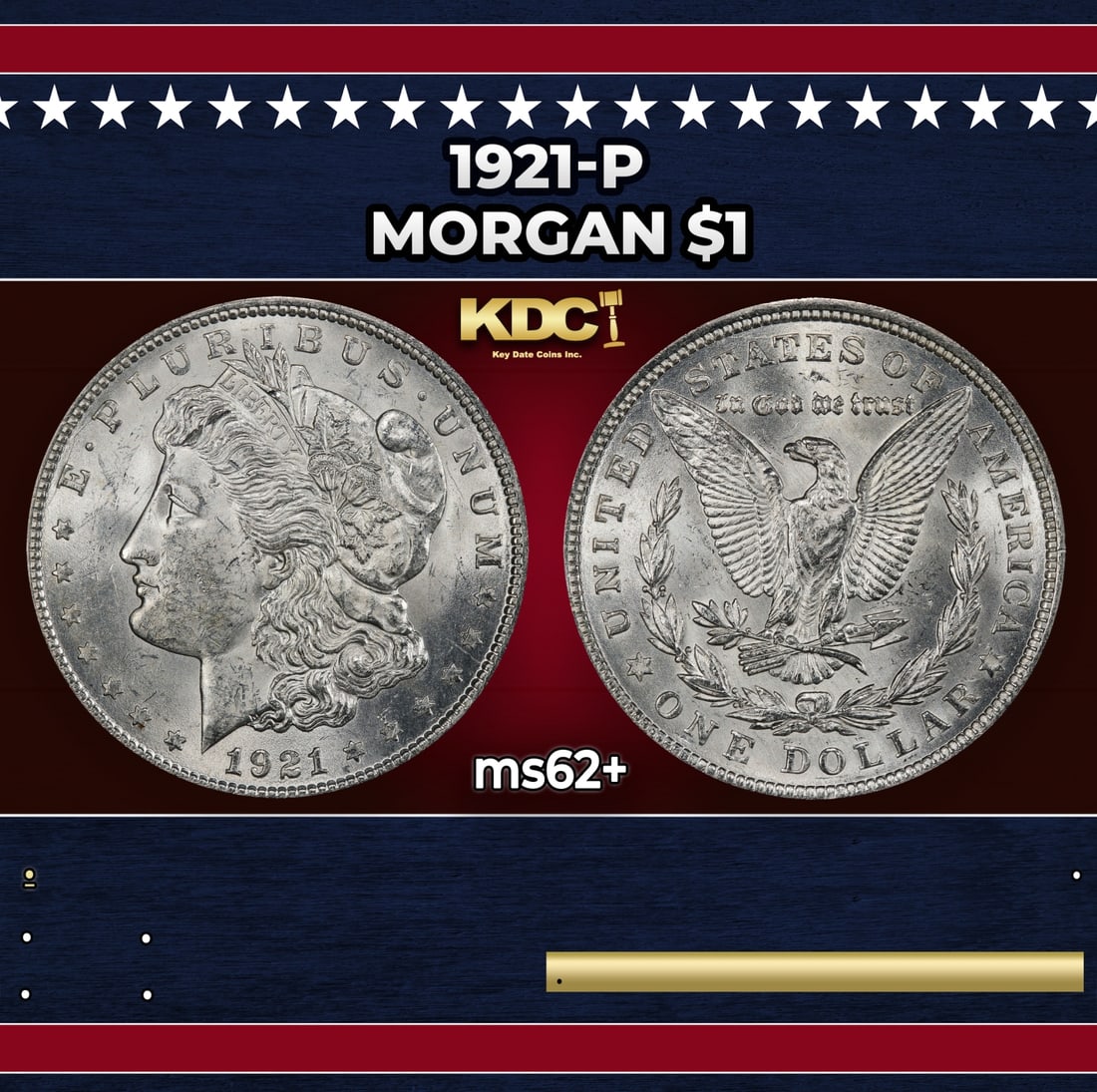 1921-p Morgan Dollar $1 Grades ms62+: 1921-p Morgan Dollar $1 Grades ms62+. Historic precious metal trends is causing increased spot pricing by the day. On auctions with set openings, we are doing our best to have items priced at their ma