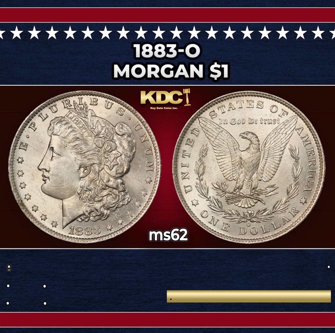 1883-o Morgan Dollar $1 Grades ms62: 1883-o Morgan Dollar $1 Grades ms62. Historic precious metal trends is causing increased spot pricing by the day. On auctions with set openings, we are doing our best to have items priced at their mar