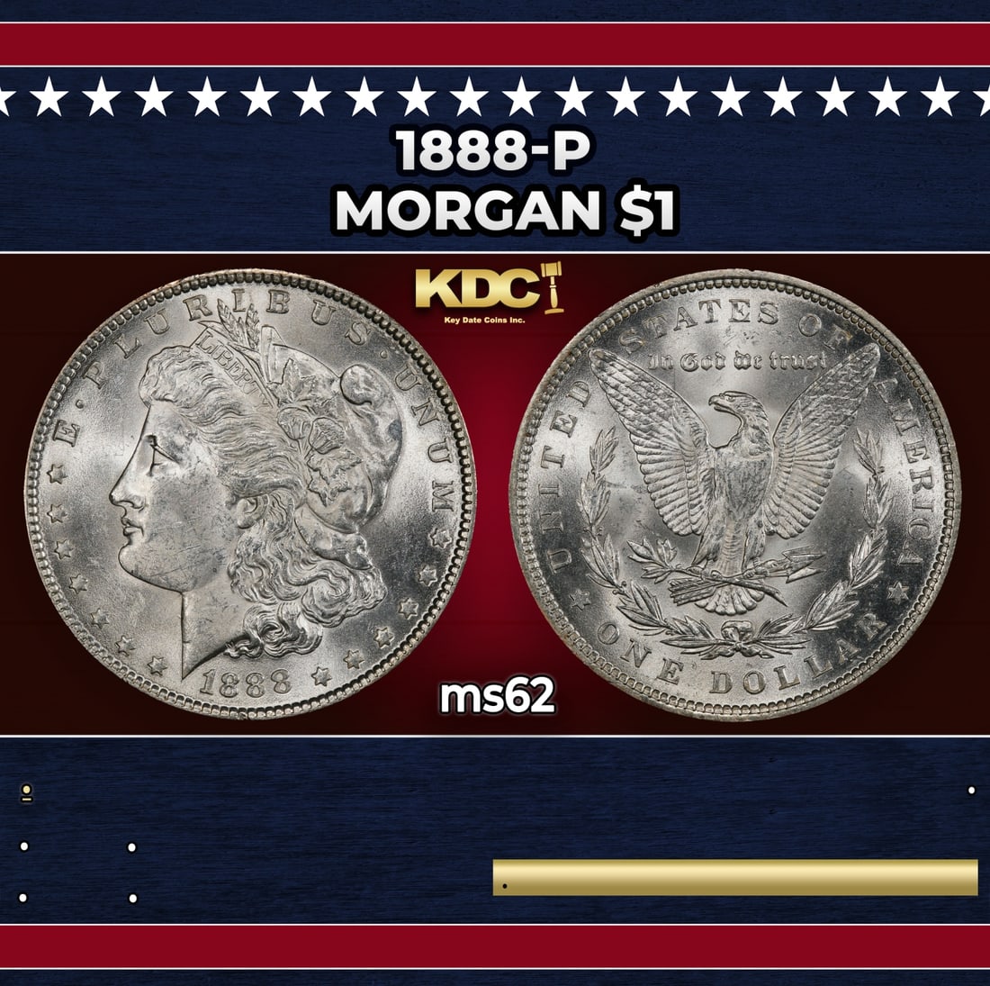 1888-p Morgan Dollar $1 Grades ms62 (1 of 3)