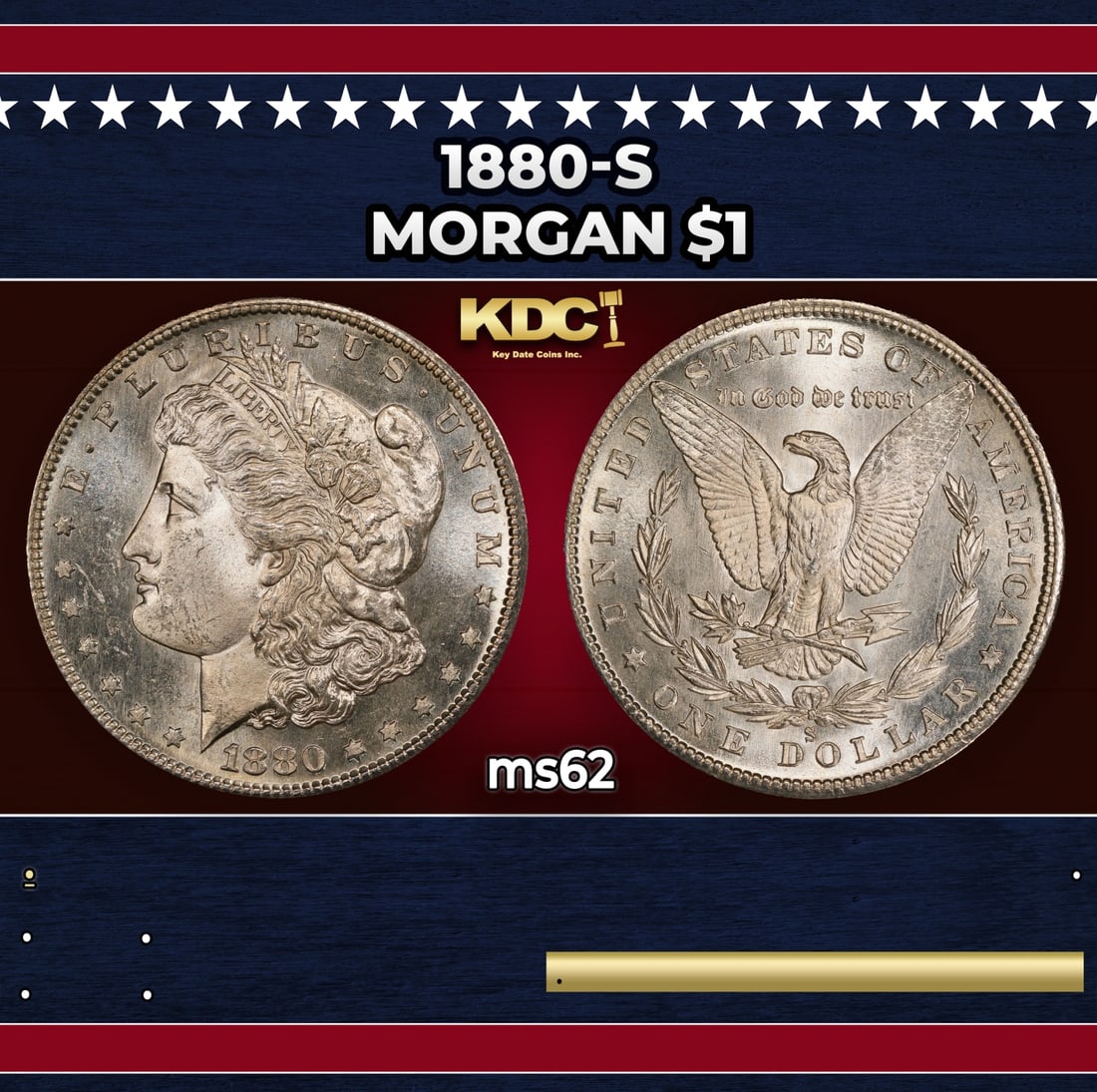 1880-s Morgan Dollar $1 Grades ms62: 1880-s Morgan Dollar $1 Grades ms62. Historic precious metal trends is causing increased spot pricing by the day. On auctions with set openings, we are doing our best to have items priced at their mar