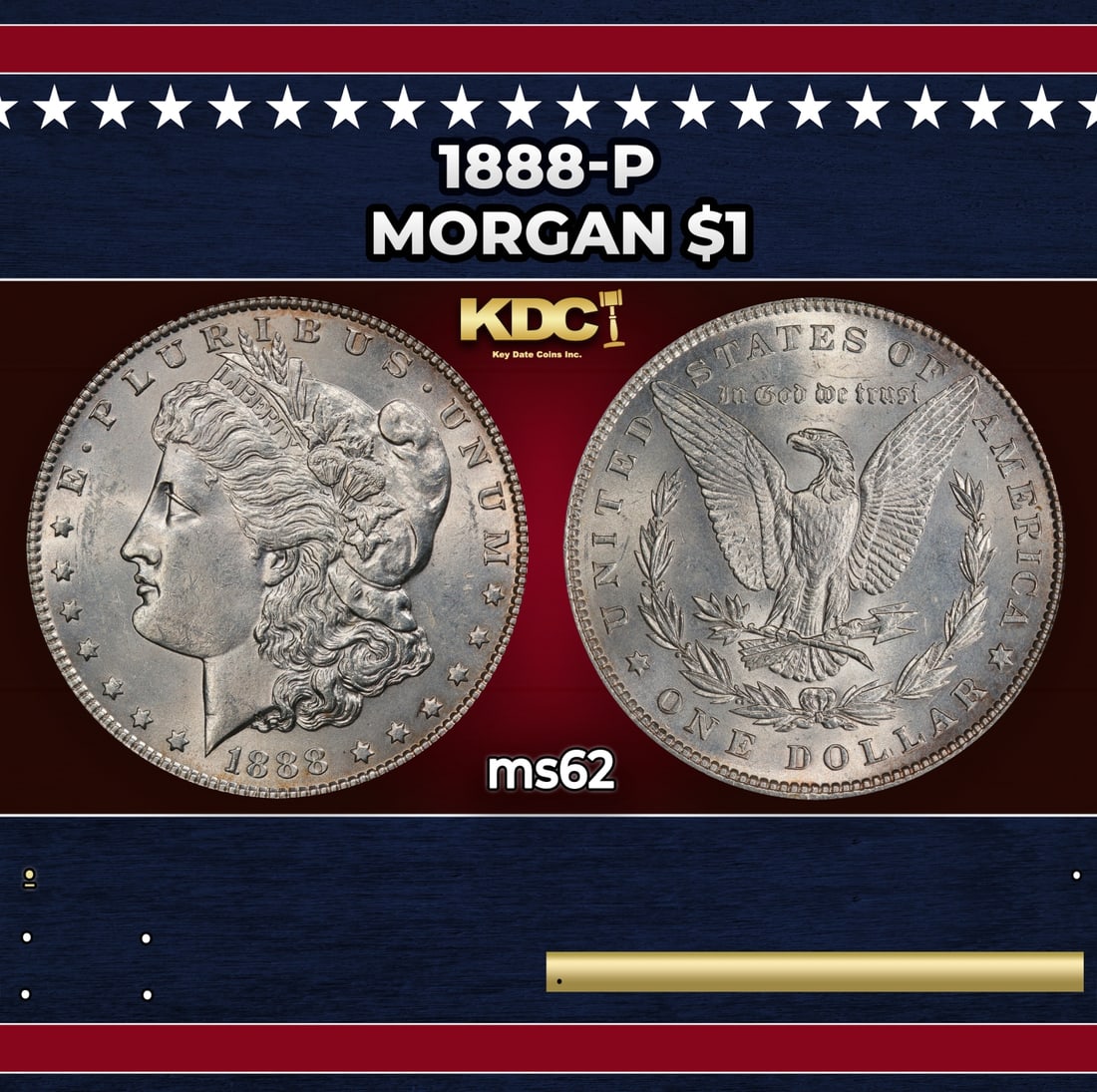 1888-p Morgan Dollar $1 Grades ms62: 1888-p Morgan Dollar $1 Grades ms62. Historic precious metal trends is causing increased spot pricing by the day. On auctions with set openings, we are doing our best to have items priced at their mar