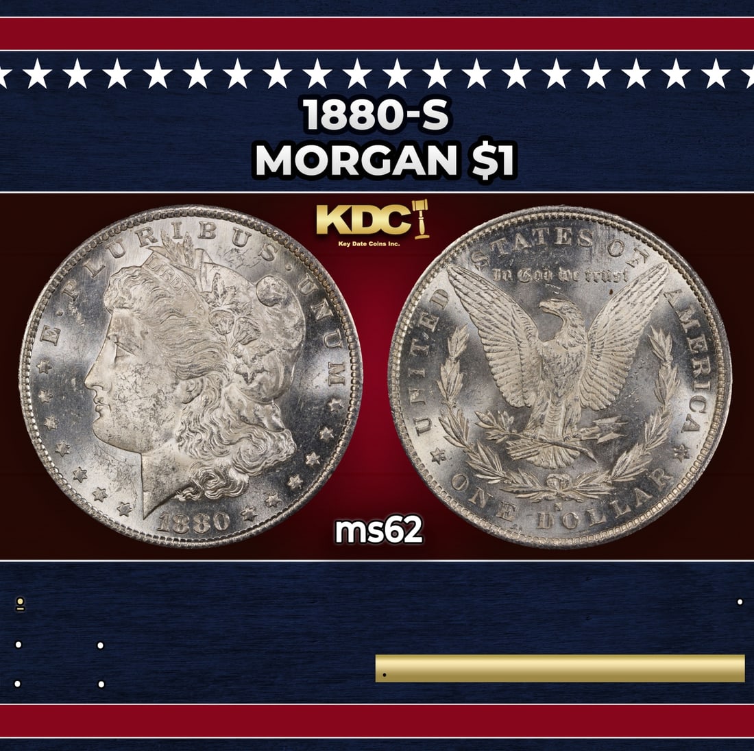 1880-s Morgan Dollar $1 Grades ms62: 1880-s Morgan Dollar $1 Grades ms62. Historic precious metal trends is causing increased spot pricing by the day. On auctions with set openings, we are doing our best to have items priced at their mar