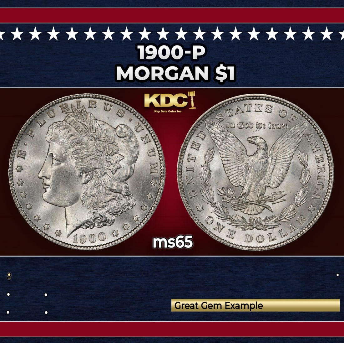 1900-p Morgan Dollar $1 Grades ms65 (1 of 3)