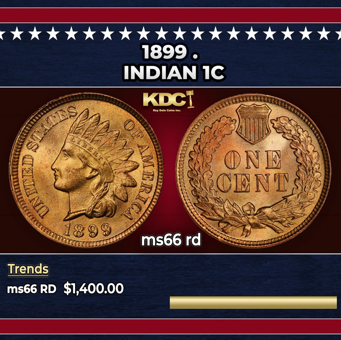 1899 Indian Cent . 1c ms66 rd SEGS: 1899 . Indian Cent 1c ms66 rd SEGS. Historic precious metal trends is causing increased spot pricing by the day. On auctions with set openings, we are doing our best to have items priced at their mark