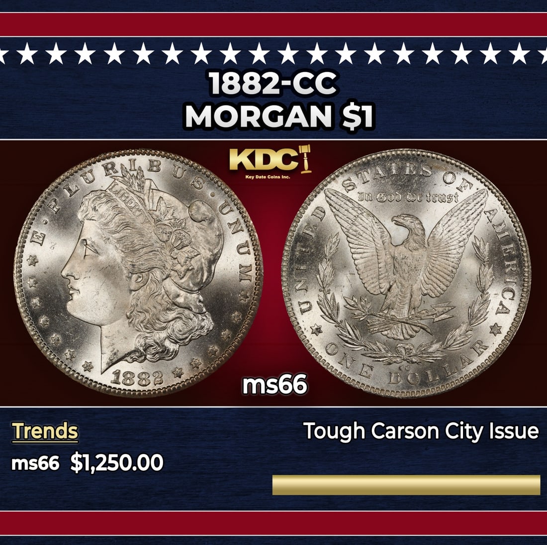 1882-cc Morgan Dollar $1 ms66 SEGS: 1882-cc Morgan Dollar $1 ms66 SEGS. Historic precious metal trends is causing increased spot pricing by the day. On auctions with set openings, we are doing our best to have items priced at their mark
