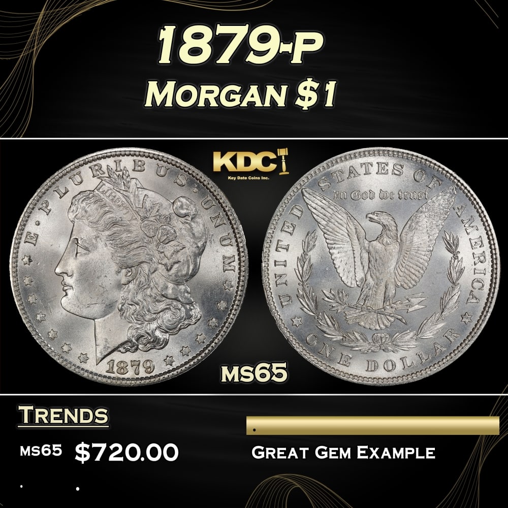 1879-p Morgan Dollar $1 Grades ms65: 1879-p Morgan Dollar $1 Grades ms65. Historic precious metal trends is causing increased spot pricing by the day. On auctions with set openings, we are doing our best to have items priced at their mar