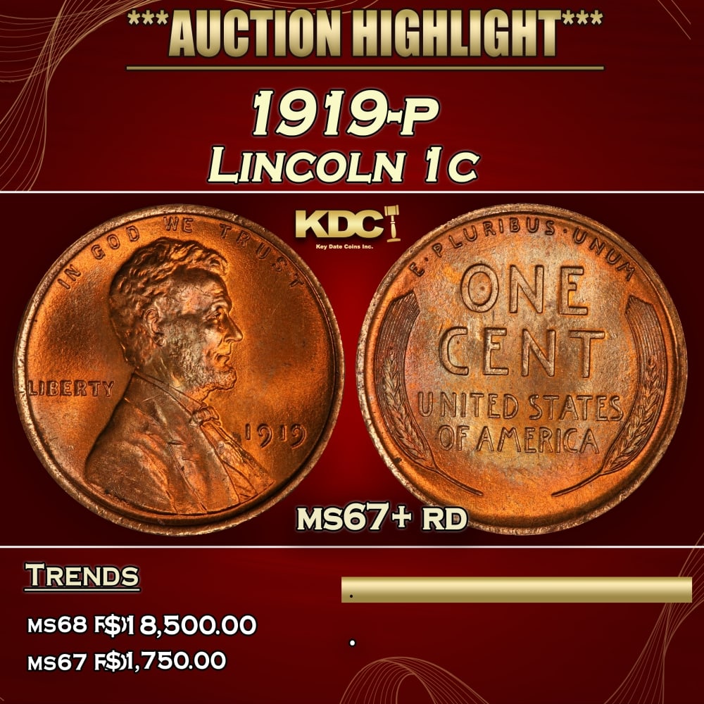 1919-p Lincoln Cent 1c ms67+ rd SEGS: 1919-p Lincoln Cent 1c ms67+ rd SEGS. 0 Historic precious metal trends is causing increased spot pricing by the day. On auctions with set openings, we are doing our best to have items priced at their