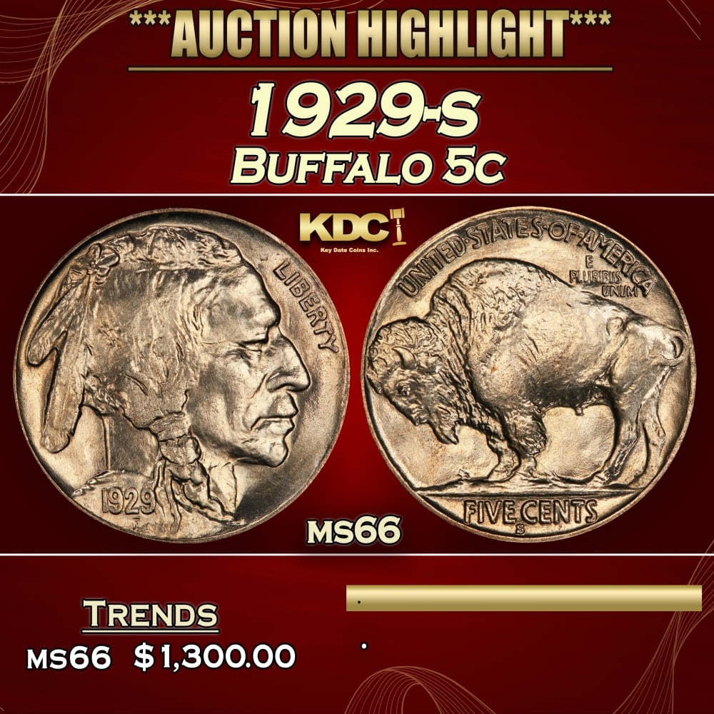 1929-s Buffalo Nickel 5c ms66 SEGS: 1929-s Buffalo Nickel 5c ms66 SEGS. 0 Historic precious metal trends is causing increased spot pricing by the day. On auctions with set openings, we are doing our best to have items priced at their ma